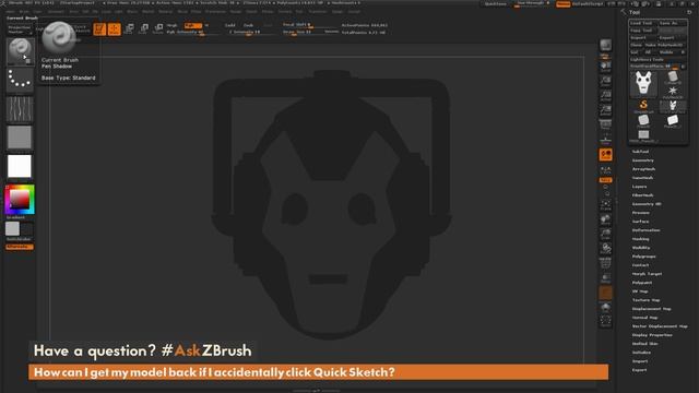 #AskZBrush_ “How can I get my model back if I accidentally click Quick Sketch”