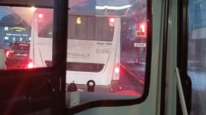 поездка на автобусе ЛиАЗ 5292 по маршруту 11 с видом из кабины водителя автобуса