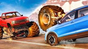 Погром грузовика-монстра на дорогах 😱 BeamNG.Drive