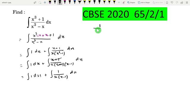 Find: integrate (x ^ 3 + 1)/(x ^ 3 - x) dx #cbseboard #pmi #pyq