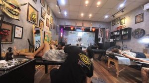 Helix and lobe piercings. Пирсинг