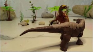 Tyrannosaurus Rex vs Therizinosaurus/Claymotion dinosaurs fight