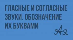 Гласные и согласные звуки. Обозначение их буквами. Видеоурок по русскому языку 1 класс