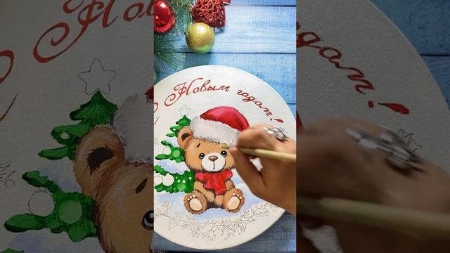 Роспись акрилом мишка ,простой рисунок акрилом #акриловыекраски #painting #ArtSupplies  #diy #hobby