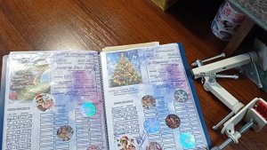 Три алмазки собраны. Начата подушка. Моя блокнотная организация.