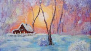 Мастер-класс по рисованию акрилом "Зимний рассвет"