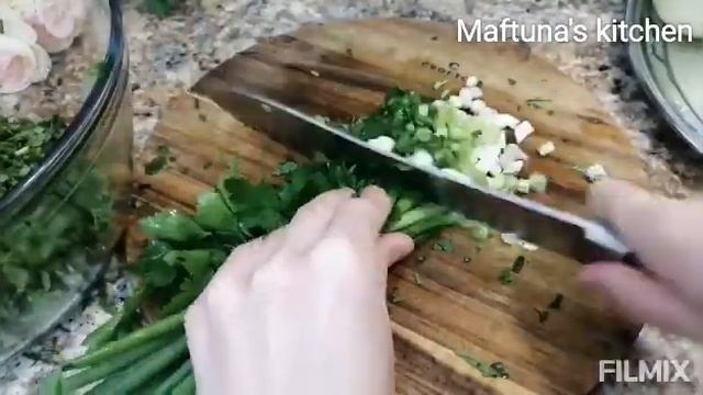 КУК - САМСА / Такая Вкусная Рассыпчатая с Зеленью / Пичак Сомса Огизда Эрийдиган