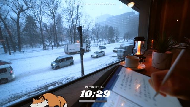 2.5 часа StudyWithMe - calm lofi  Snowy Street in Japan - Pomodoro 25/5