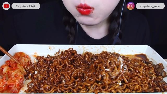 ASMR NEW MAYO BLACK BEAN NOODLES , KIMCHI 새로나온 콕콕콕 마요짜장볶이라면과 김치 리얼 사운드 먹방 EATING SOUNG MUKBANG