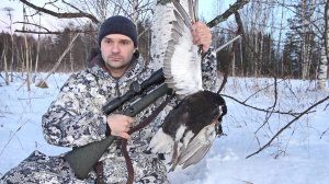 ОХОТА НА ТЕТЕРЕВА С МЕЛКАШКОЙ В ЛОСИНОЙ РОЩЕ. В СУГРОБАХ ПО КОЛЕНО, НО Я ЕГО ДОБЫЛ.