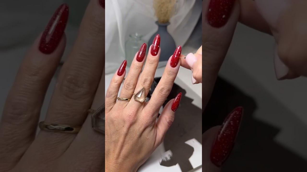 ❤️ Сияние красного!#маникюрновыйгод#маникюр #дизайнногтей  #nailsdesign