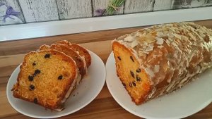 ПЫШНЫЙ, ВЛАЖНЫЙ КЕКС С ИЗЮМОМ К ЧАЮ.