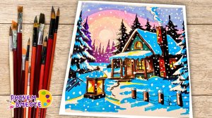 Как нарисовать зимний домик маркерами: пошаговый урок рисования- Рисуем вместе