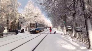 россия .город уфа трамвай tram december декабрь 2021 россия погода beautiful ,weather такая красота