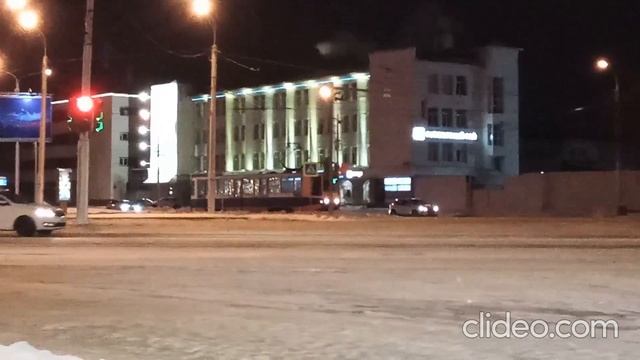 #трамвай #winter #weatherгородской транспорт вечером.уфимский трамвай ктм депо зорина 30 декабря 202