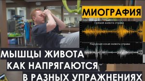 Как напрягается пресс в разных упражнениях. Миограф