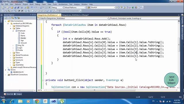 CSharp DataGridView | Copy Selected Row to Another | Part 3