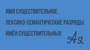 Имя существительное. Лексико-семантические разряды имен существительных. Видеоурок по русскому языку