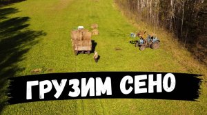 Перевозка и погрузка сена.  Вид сверху.
