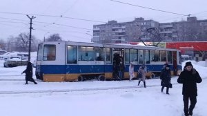 Уфимский трамвай троллейбус зеленка. Улица Менделеева. 7 января 2022. Разворотное кольцо