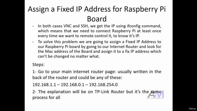 21 - Assign A fix IP Address for Raspberry Pi Board