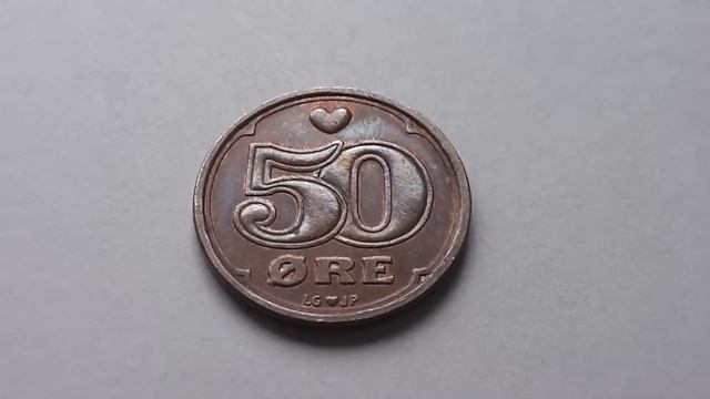 Alte Münze mit Herz - 50 Øre aus Dänemark in HD
