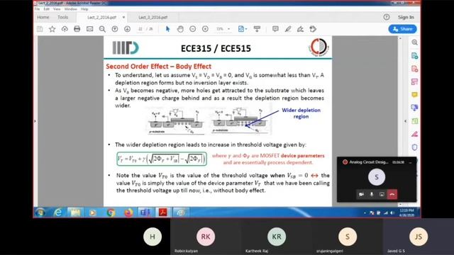 Lec 9: Body Effect in CMOS   |  Dr G S Javed