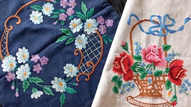 Цветы, вышитые гладью. Вышитые подушки