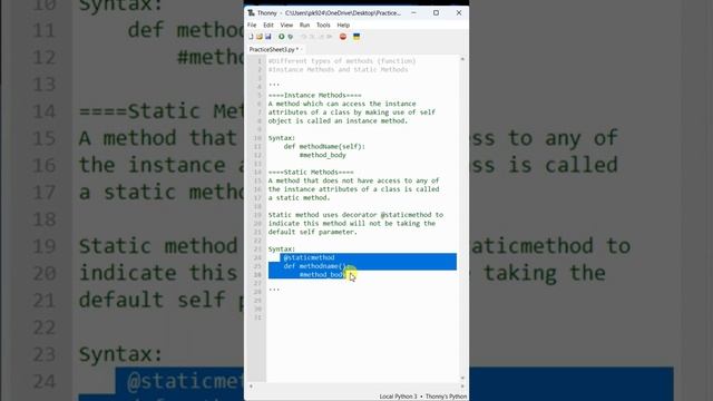 #37- Instance Methods and Static Methods [Part-2] | Advanced Python | Praveen Kumar