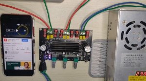 Powering up TPA3116D2 board with Bluetooth (xh-m139) and testing audio quality.