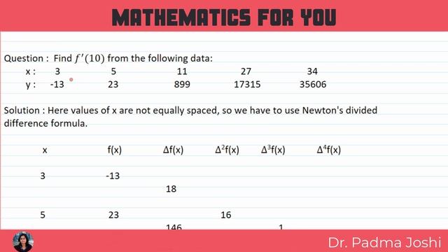 Numerical differentiation using Newton backward and divided difference formula | Example part 2