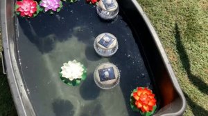 Еще одни фонарики на солнечной батарее, для пруда или бассейна.