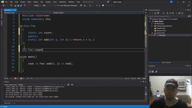 C++ Static class variables and member functions