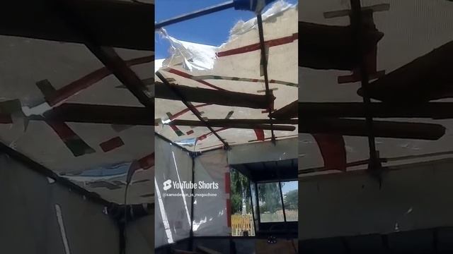 что стало с тентом из делового баннера за 3 года на вездеходе