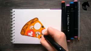 Рисунок маркерами для скетчинга  - пицца
