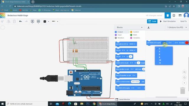 Cara Menyalakan Lampu RGB Di Tinkercad Arduino