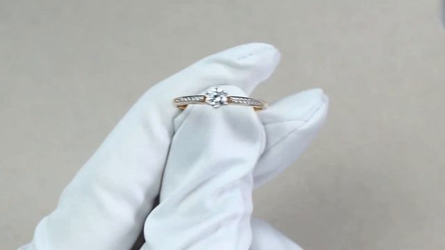 Золотое кольцо AQUAMARINE с фианитом и Swarovski 66559А смотреть онлайн