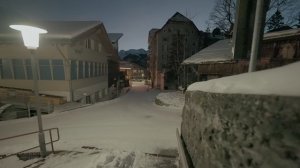 Расслабляющая снежная деревня Венген, Лаутербруннен, Швейцария, Зимняя снежная прогулка