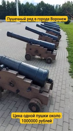 Встретил пушечный ряд в городе Воронеж. Показываю, как выглядят пушки времен царя Петра I