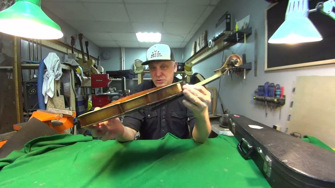 Скрипка Леман А. И. № 8, ремонт Кривов И. П. Обзор мастера Антона Хорина. Реставрация в мастерской. смотреть онлайн