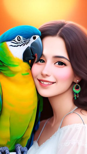 Говорящий волнистый попугай с птенцами