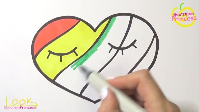 Drawing and coloring Colorful Heart with Eyes 🧡👀🌈 Drawings for kids | Marzipan Princess