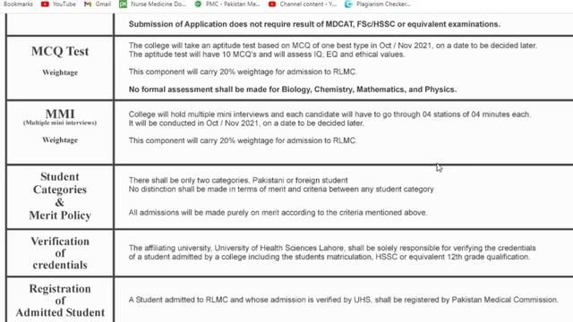 Breaking News MBBS Admission Started Before MDCAT PMC Private ADMISSION 2021 MDCAT 2021 Latest News