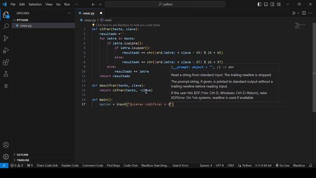 Sistema de cifrado Cesar con Python