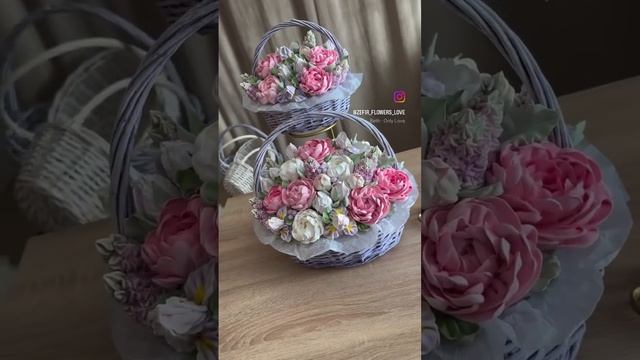 Зефирная флористика обучение. Зефирные цветы, зефирный букет. Зефирная корзина #зефирныецветы #зефир