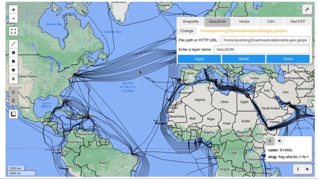 Opening local and online vector data with leafmap without coding