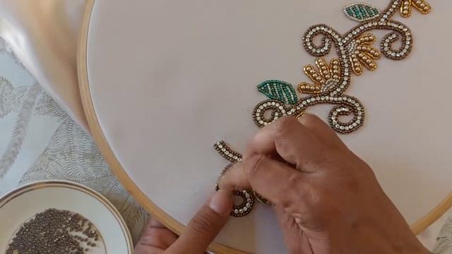 Border design/Beads Embroidery designs/sare and dress hand embroidery/beads work