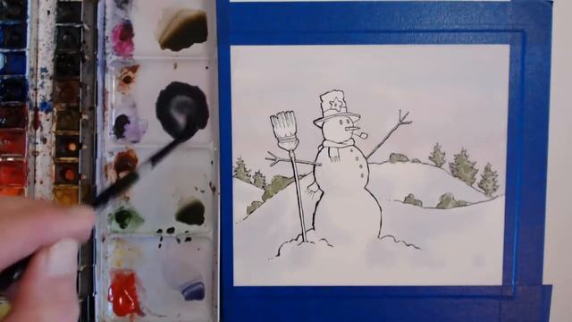 Inking and Painting a Snowman in Watercolor смотреть онлайн