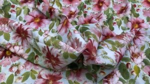 Трикотаж голубого цвета с принтом розовые цветы 38258