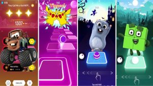 Monster Trucks Cars McQueen VS Pikachu VS Lemming VS Numberblocks Tiles Hop